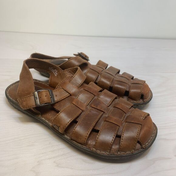 Born Fisherman Sandals Mens 9 Brown Leather Closed Toe Strappy Walking Comfort - Picture 1 of 10